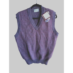 Michael Jordan Men’s Red 100% Wool Preppy Grandpa Y2K Knit V-Neck Vest LARGE NWT